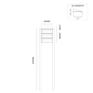 HIVE SET 1-BREED, 3-HOOG MET DAK OP STATIEF ZWART