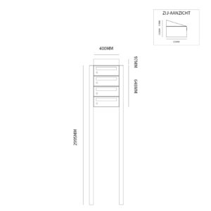 HIVE SET 1-BREED, 4-HOOG MET DAK OP STATIEF ZWART