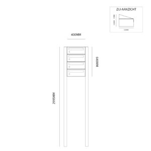 HIVE SET 1-BREED, 4-HOOG OP STATIEF ZWART