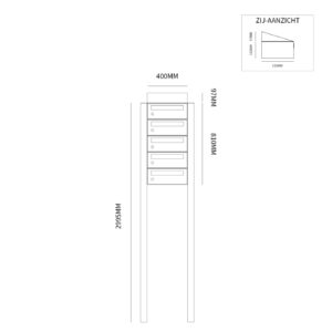 HIVE SET 1-BREED, 5-HOOG MET DAK OP STATIEF ZWART