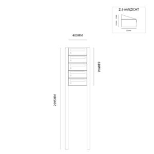 HIVE SET 1-BREED, 5-HOOG OP STATIEF ZWART