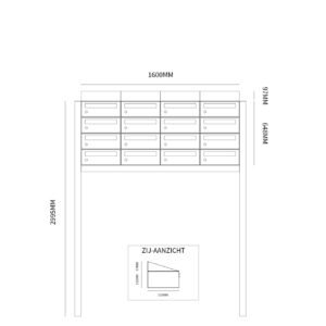 HIVE SET 4-BREED, 4-HOOG MET DAK OP STATIEF ZWART