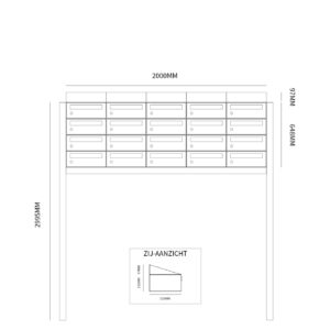 HIVE SET 5-BREED, 4-HOOG MET DAK OP STATIEF ZWART