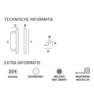 HANDGREEP FRANKFURT S 30X300X460MM ZWART