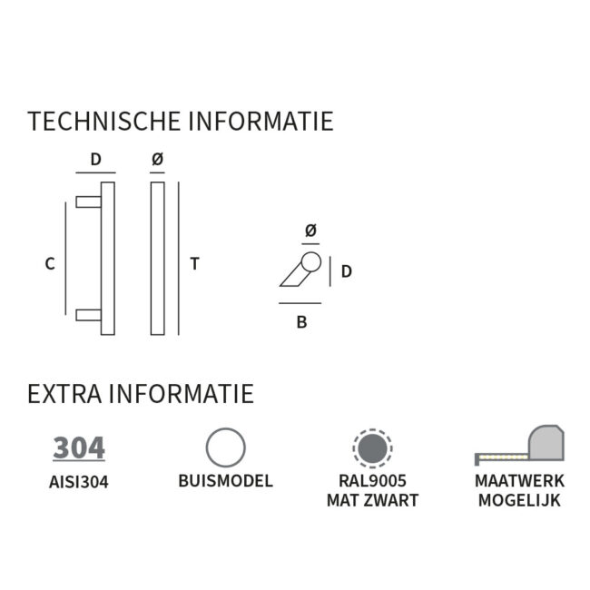 HANDGREEP FRANKFURT S 30X500X660MM ZWART