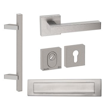 VOORDEURSET VIERKANT MET TORONTO SCHUIN & BRIEFPLAAT INOX