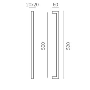 handgreep Denver 20x500mm zwart